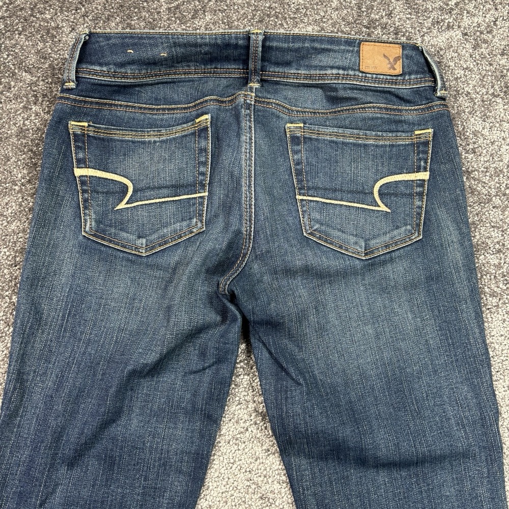 American Eagle Kick Boot Jeans Womens 4 Long Dark Wash Super Stretch Denim - Picture 2 of 12